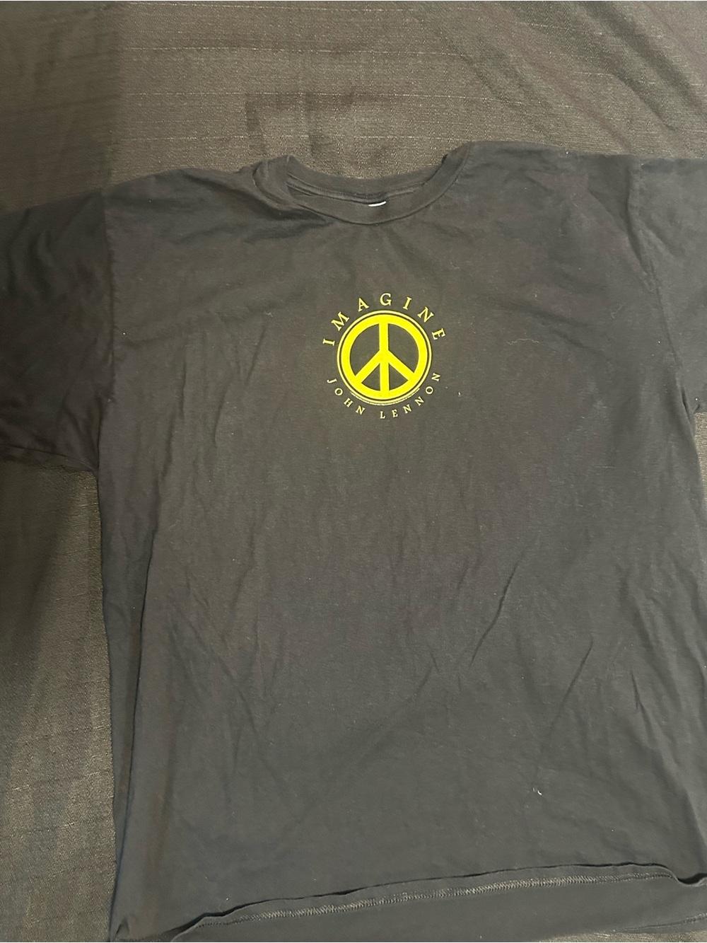 Imagine John Lennon Peace Sign Graphic Tee - Black/Yellow